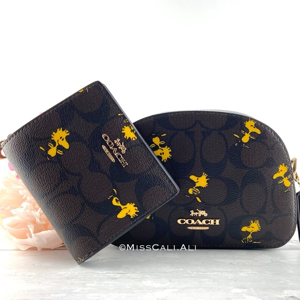 NWT COACH X PEANUTS Mini Serena Crossbody Bag Woodstock + Snap Wallet Set
